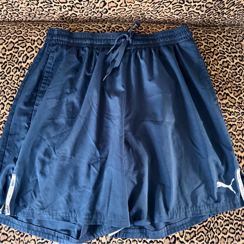 Puma Navy Blue Athletic Drawstring Shorts